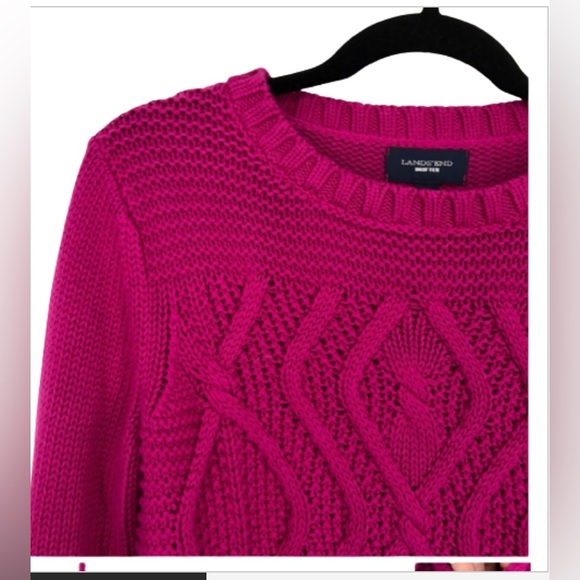 NWT Lands End Drifter Cotton Sweater Dark Pink Size M New - Picture 2 of 2